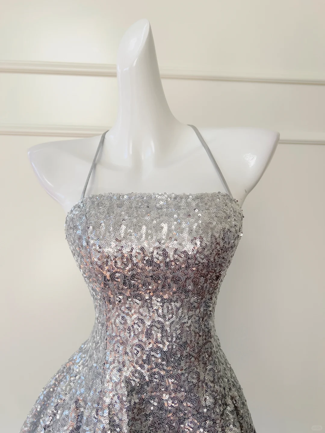 Shiny A Line Spaghetti Strap Silver Sequin Short Open Back Homecoming Dress Cocktail Dress SH3005