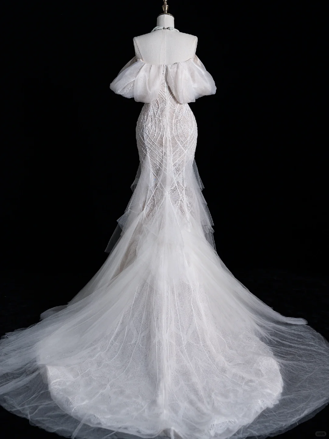 Exquisite Mermaid Off the Shoulder Beaded Lace Tulle Wedding Dress Prom Dress SH4114