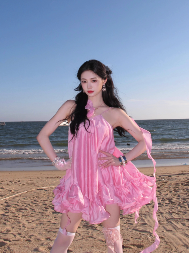 Cute Pink A Line One Shoulder Satin Short Homecoming Dress Vacation Dress SH4153