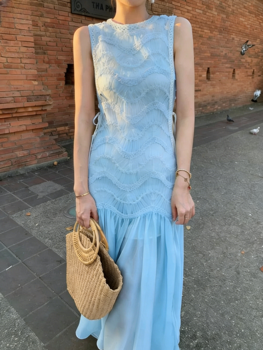 Simple A Line Round Neck Light Apricot Lace Chiffon Party Dress Outfits SH4259