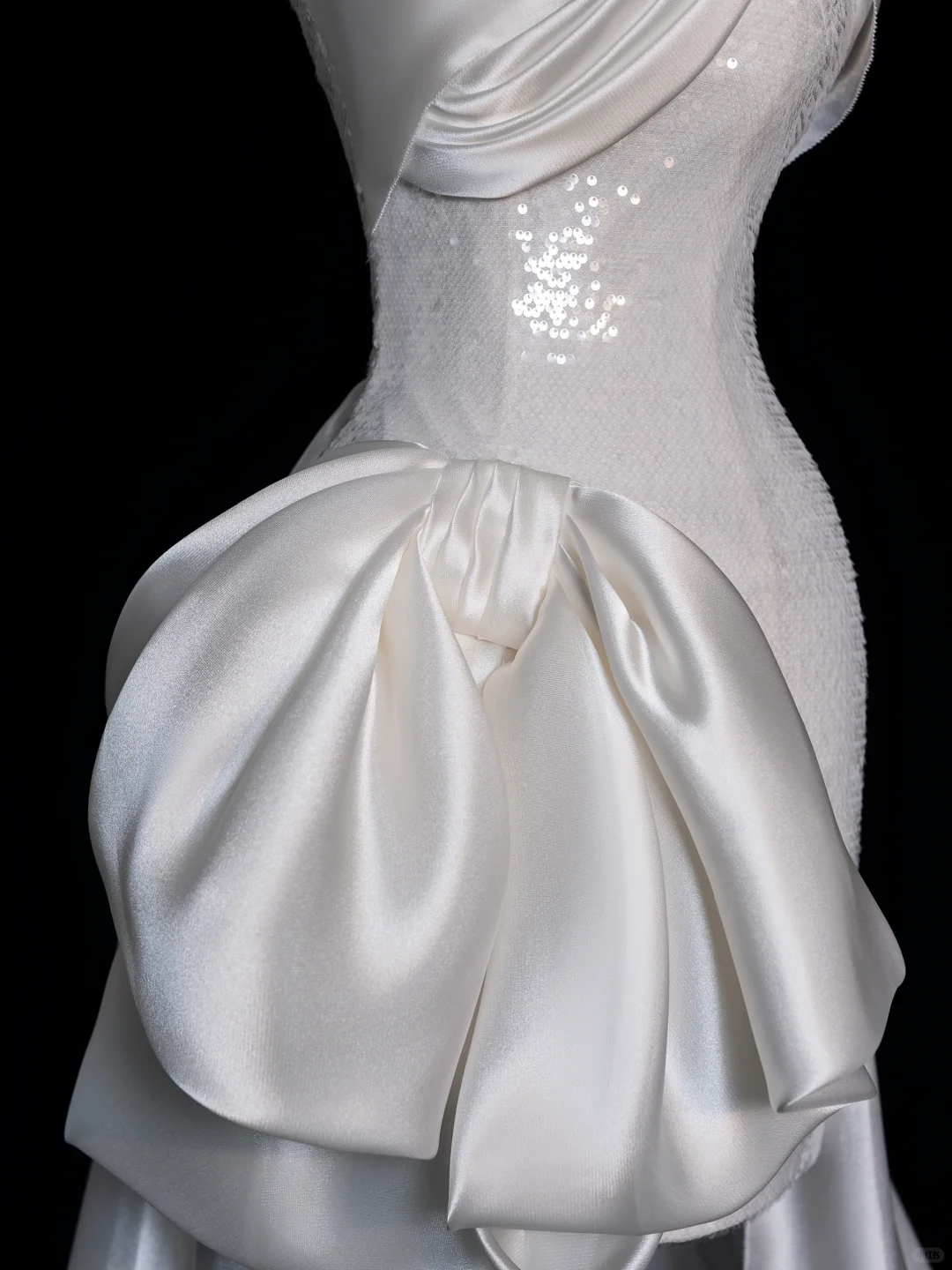 Cute Sheath Strapless Bow White Sequin Satin Long Sweep Prom Dress Graduation Prom Dress SH2566