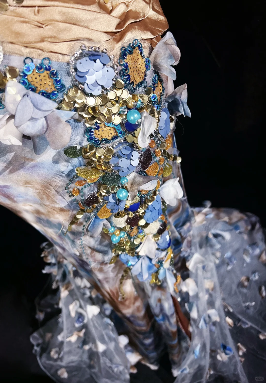 Gorgeous Mermaid Straps Appliques Print Flower Organza Satin Prom Dress Evening Dress SH3333