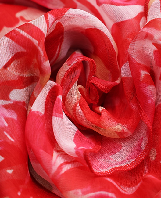 Red Print Floral A Line Spaghetti Strap Layered Chiffon Short Homecoming Dress Vacation Dresses SH4155