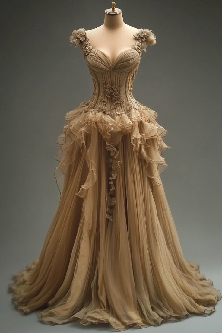 Classy A Line Straps Ruffle 3D Flower Chiffon Prom Dress Evening Dress SH2403