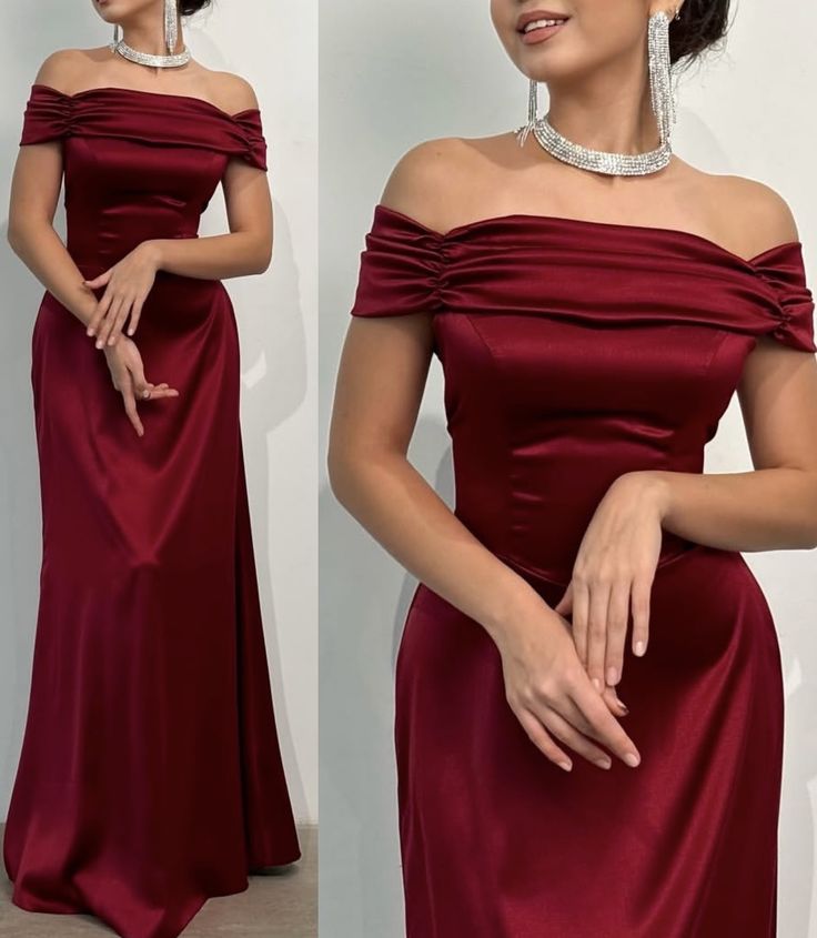 Pretty Brown Mermaid Off the Shoulder Satin Prom Dress Evening Dress Date Dress SH3981