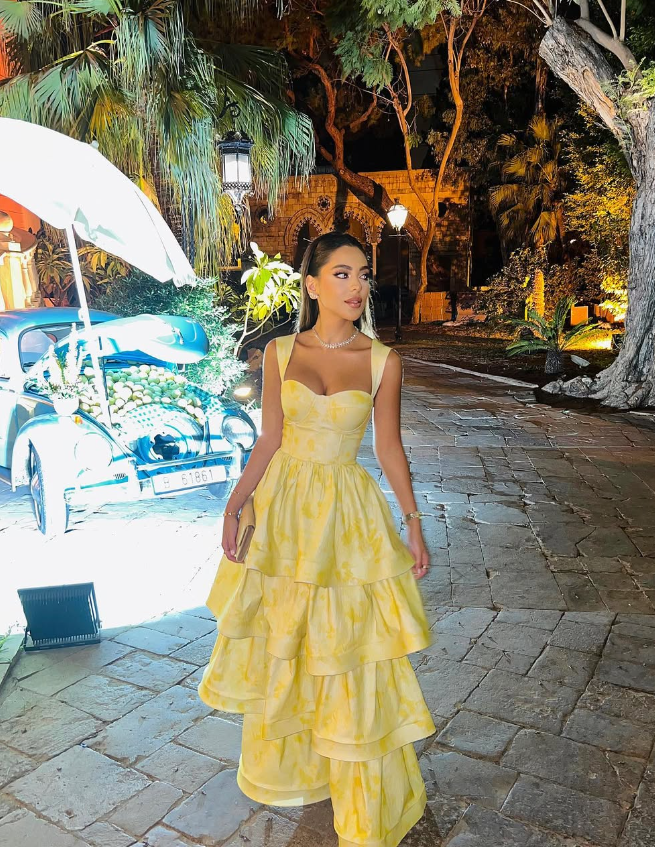 Yellow Layered Satin Long A Line Prom Dress SH1001