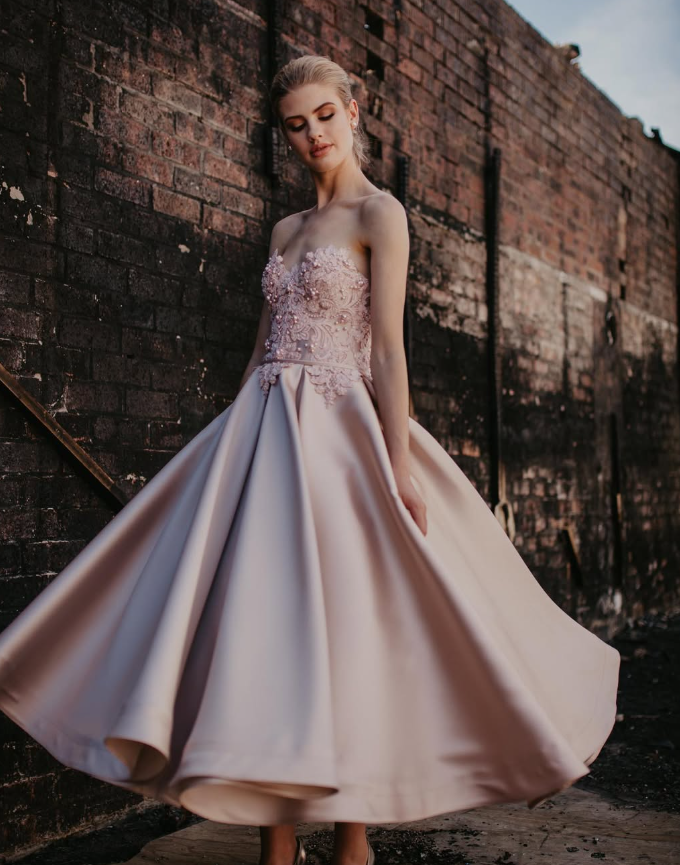 Pink A Line Sweetheart Neck Appliques Pearl Satin Party Dress Homecomi shinydress Pink A Line Sweetheart Neck Appliques Pearl Satin Party Dress Homecomi shinydress