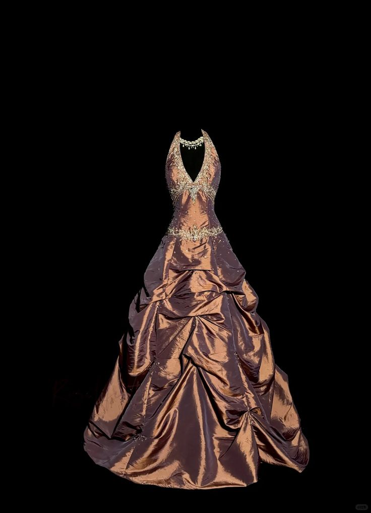 Vintage Ball Gown Halter Brown Sleeveless Long Prom Gown Fairy Prom Dr shinydress Vintage Ball Gown Halter Brown Sleeveless Long Prom Gown Fairy Prom Dr shinydress