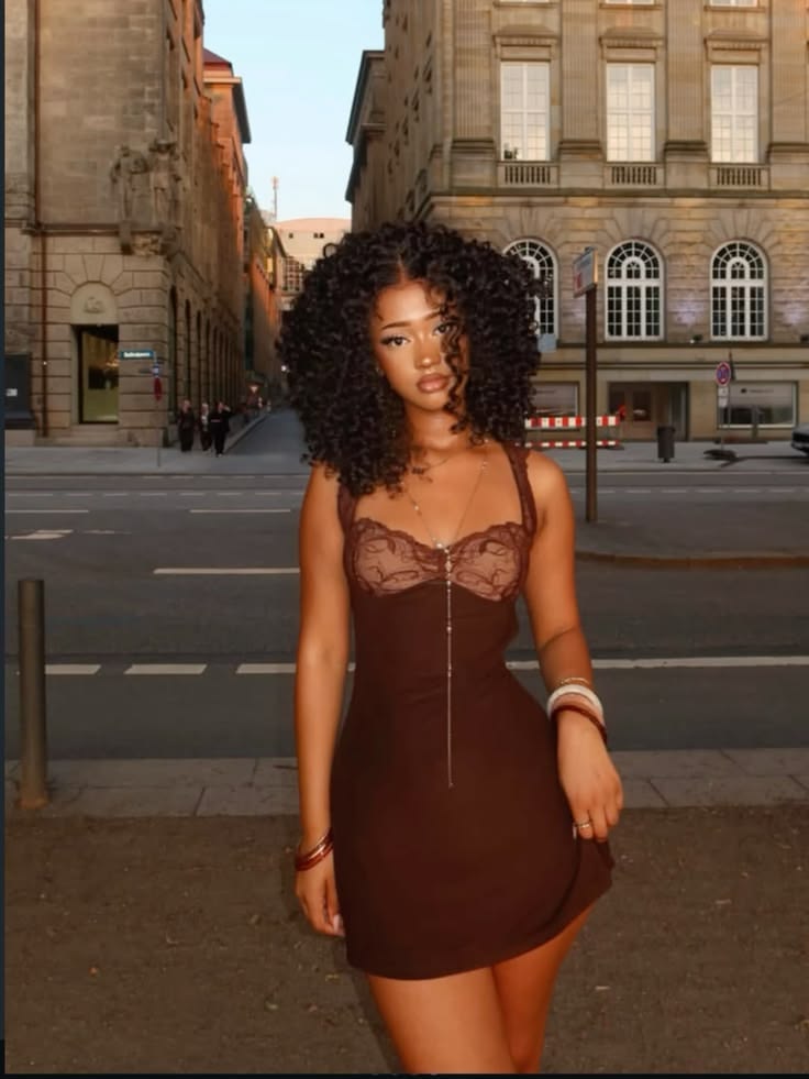Brown Sheath Spaghetti Strap Lace Satin Short Prom Dress Homecoming Dress SH8652