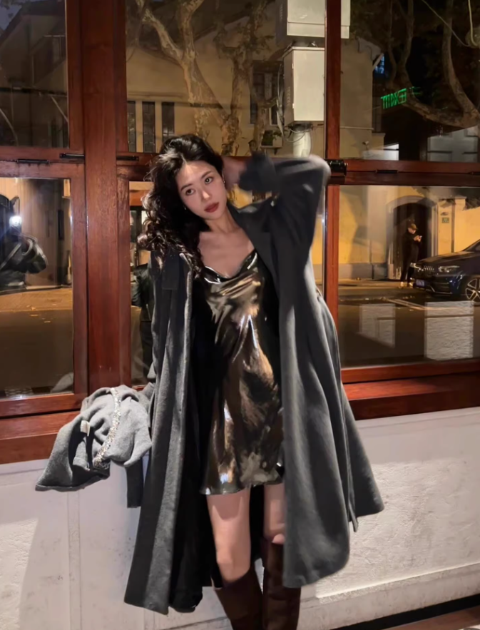 Liquid Metal A Line Spaghetti Strap Satin Mini Homecoming Dress Cocktail Dress SH4400