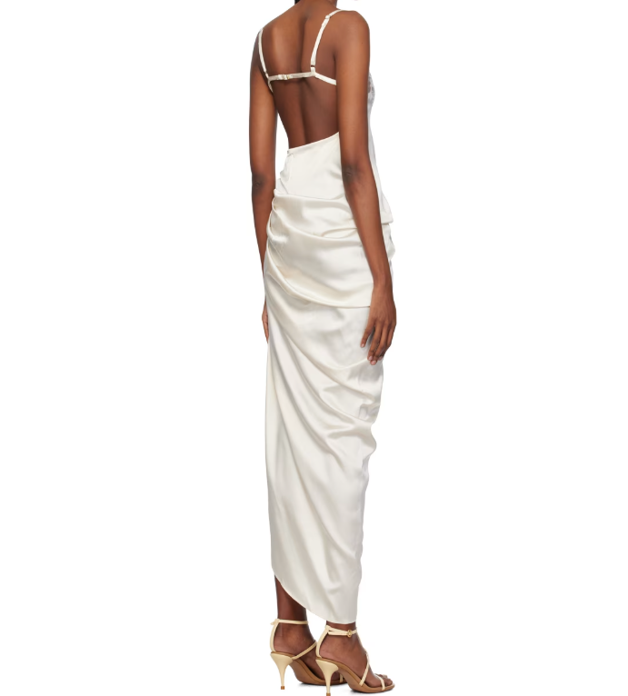 Simple Sheath Spaghetti Straps Pleated Lace Satin Open Back Prom Dress Party Dress SH4074