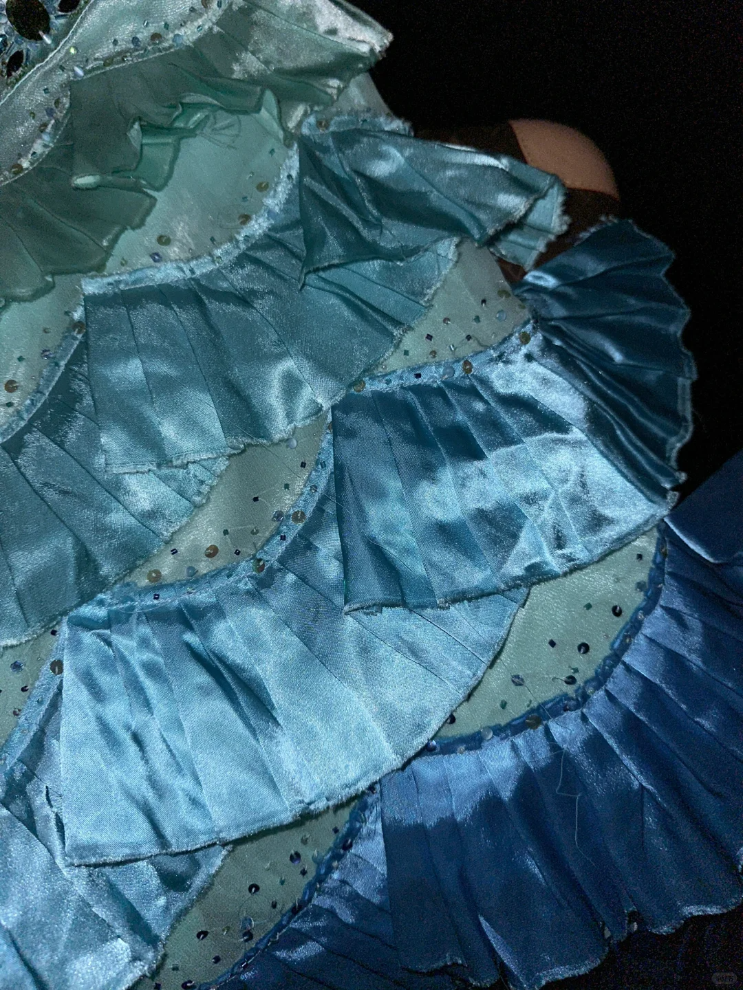 Cute A Line Beaded Layered Blue Ombre Satin Short Homecoming Dress Cocktail Dress SH3077