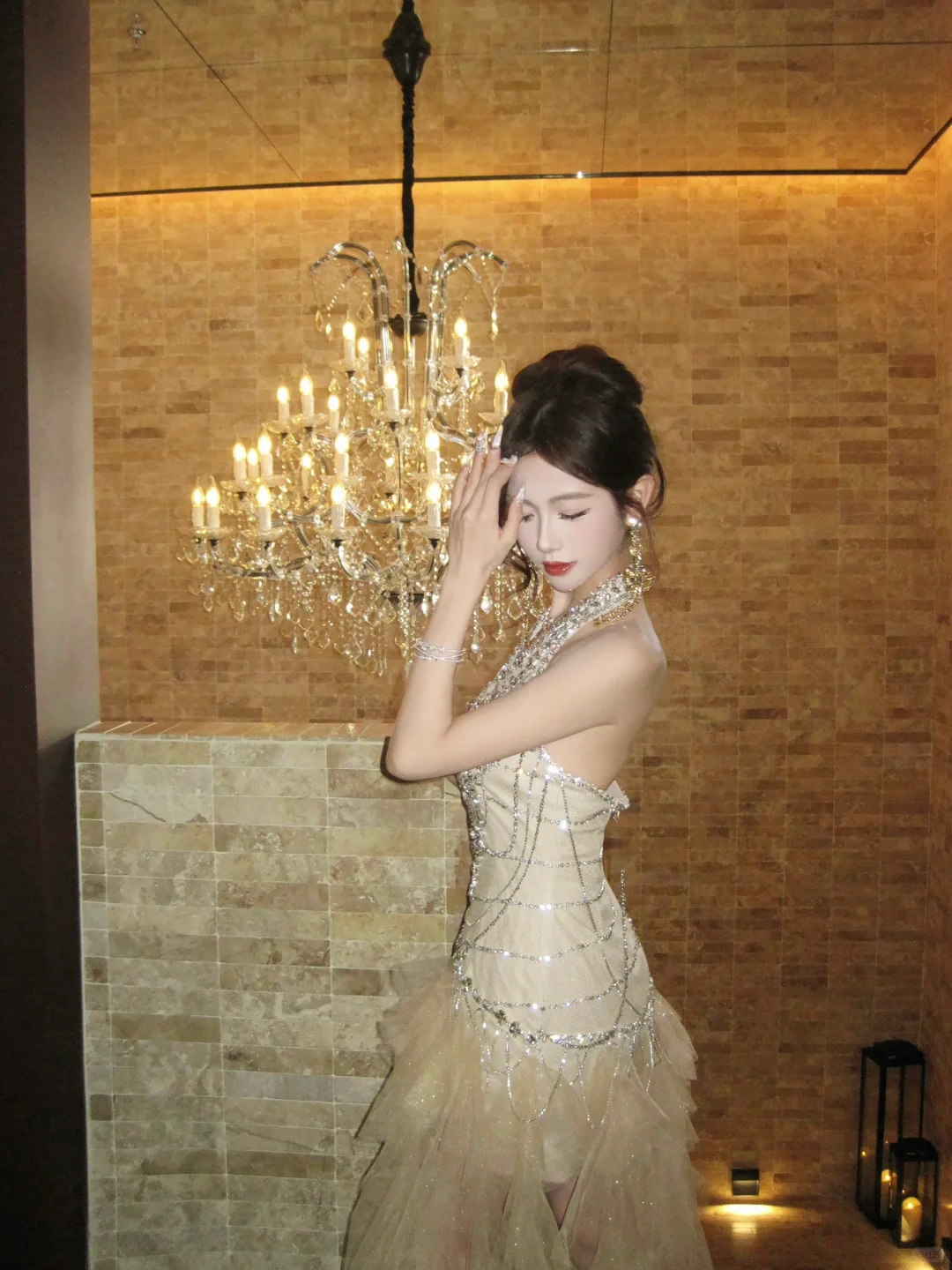 Exquisite Gorgeous A Line Halter Rhinestone Tulle Prom Dress Evening Dress Formal Gown SH3929
