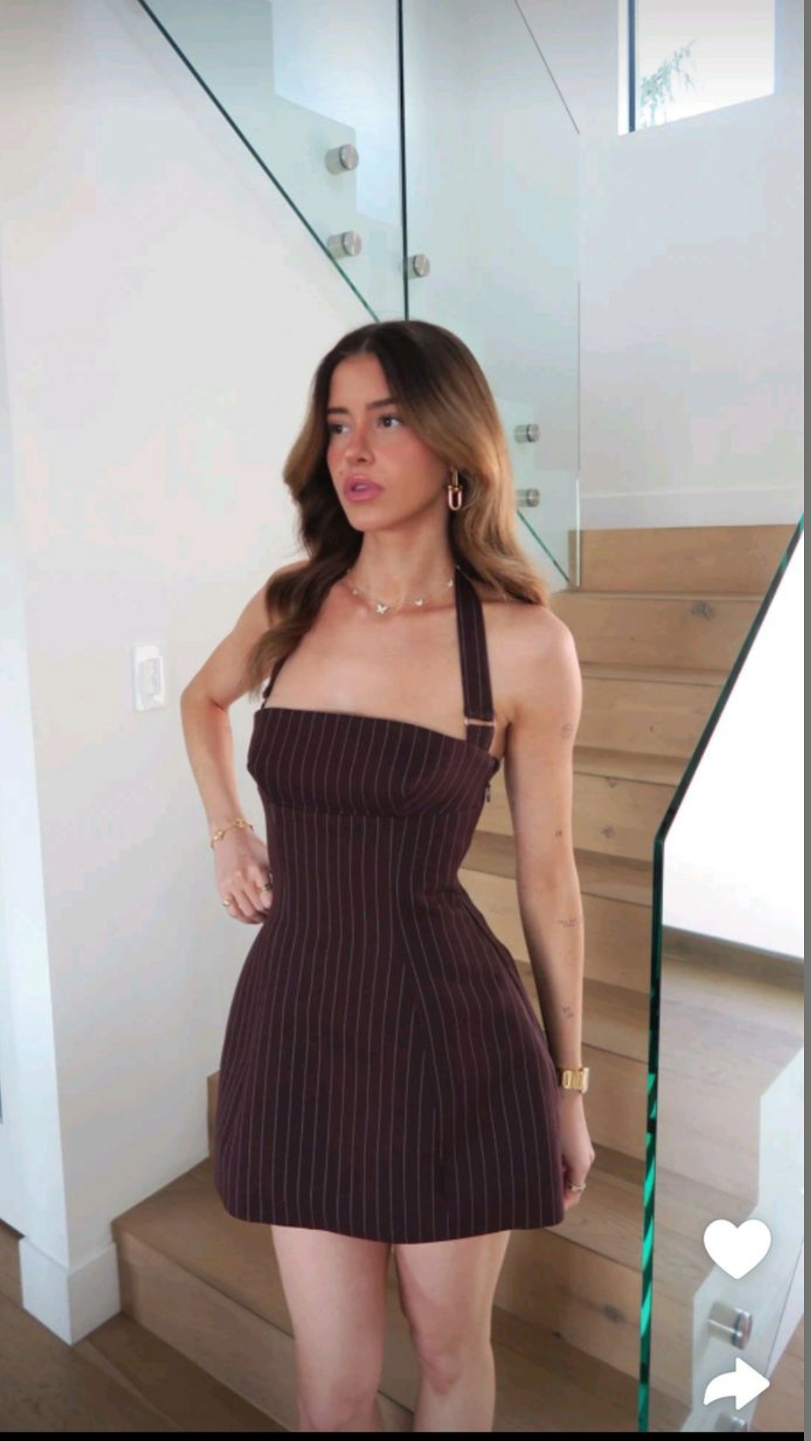 Stylish Dark Brown Sheath Halter Satin Short Prom Dress Homecoming Dress SH8655