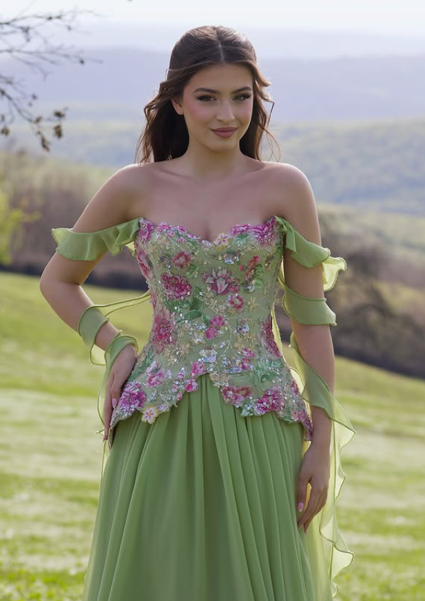 Glamorous A Line Straps Beaded Sequin Ruffle Chiffon Prom Dress Evening Dress SH6331