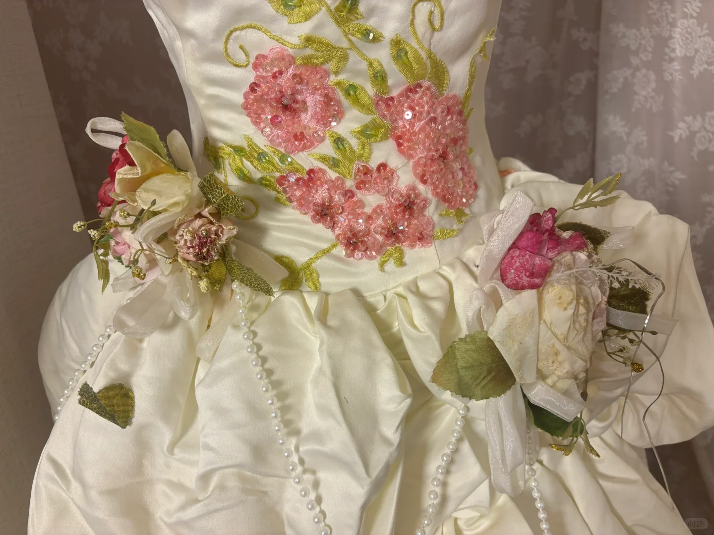 Vintage Embroidery Floral A Line Straps Layered Satin Homecoming Dress Cocktail Dress SH3710