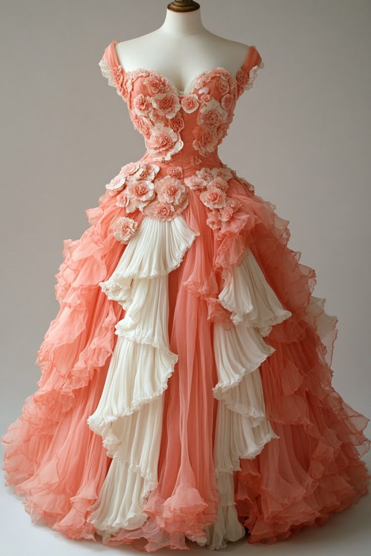 Cute A Line Straps Ruffle 3D Flower Tulle Long Prom Dress Evening Dress SH2436