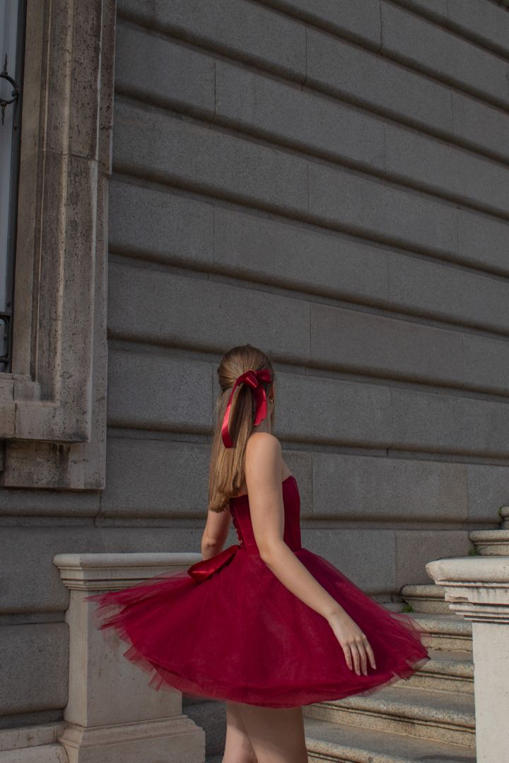 Burgundy A Line Strapless Satin Tulle Mini Homecoming Dress Cocktail Dress SH3724