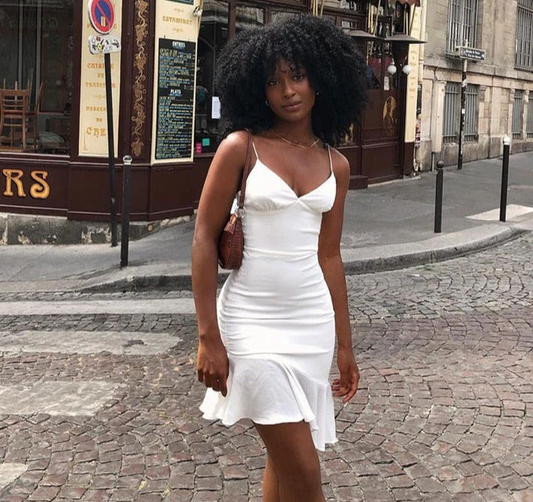 White Spaghetti Straps Ruffles Party Dress Elegant Homecoming Dress SH618