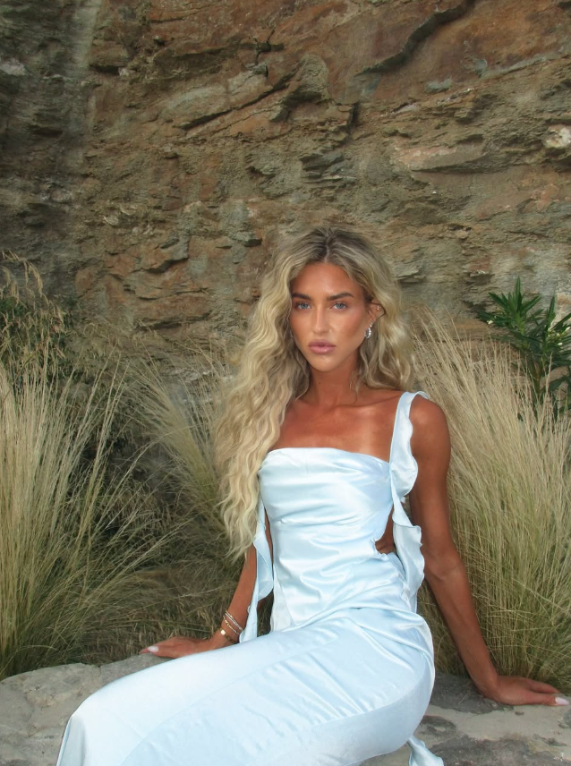 Baby Blue Mermaid Ruffle Straps Satin Long Prom Dress Vacation Dress Party Dress SH4006
