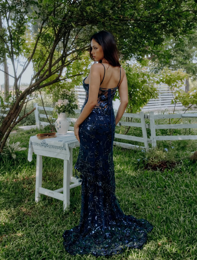 Red Spaghetti Straps Lace Beading Gorgeous Mermaid Evening Dress SH1204