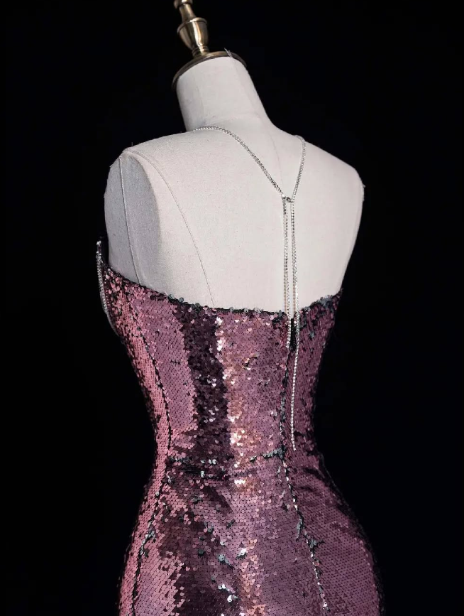 Stunning Mermaid Sweetheart Neck Purple Sequin Long Prom Dress Graduation Prom Dress SH2491