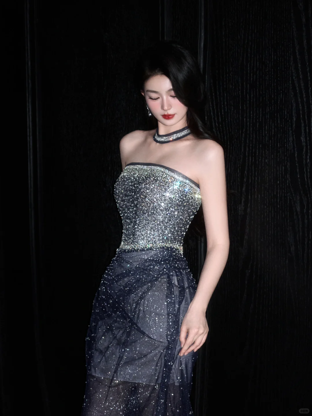 Shiny Grey A Line Strapless Rhinestone Tulle Long Prom Dress Party Dress SH4194