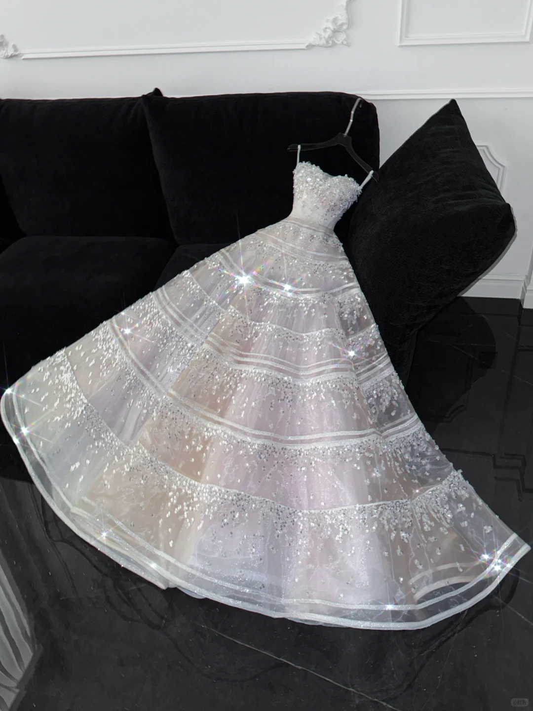 Exquisite White Beaded Ball Gown Strapless Sequin Tulle Prom Dress Par shinydress Exquisite White Beaded Ball Gown Strapless Sequin Tulle Prom Dress Par shinydress