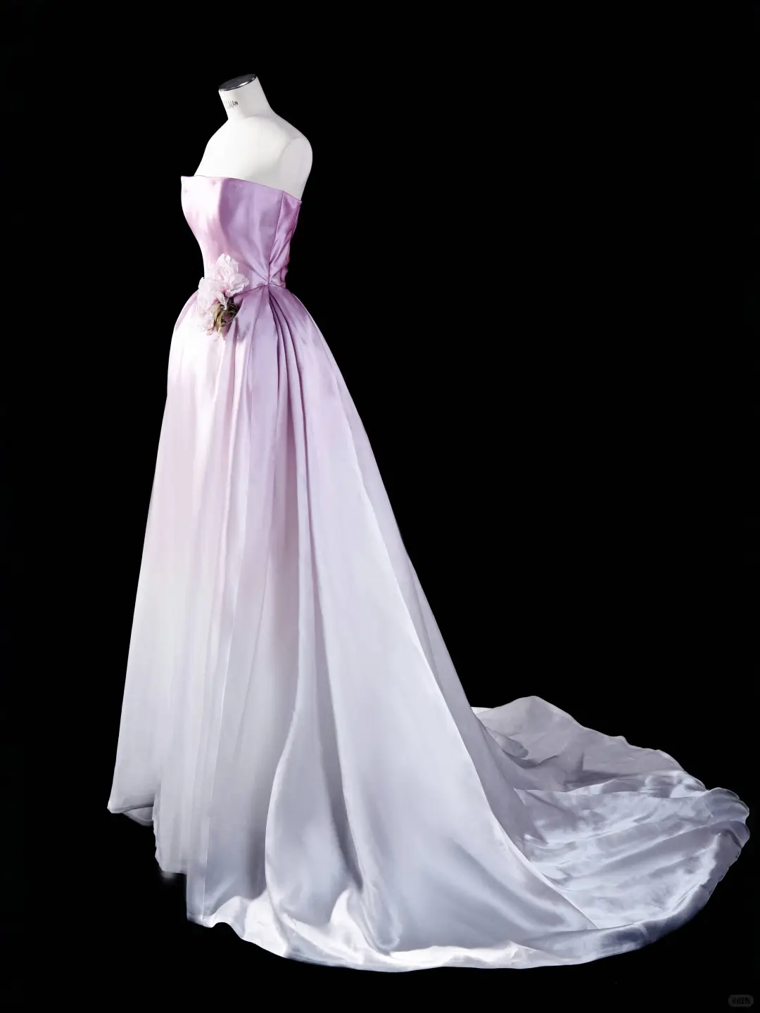 Pink Ombre A Line Strapless Flower Satin Party Dress Evening Dress SH3378