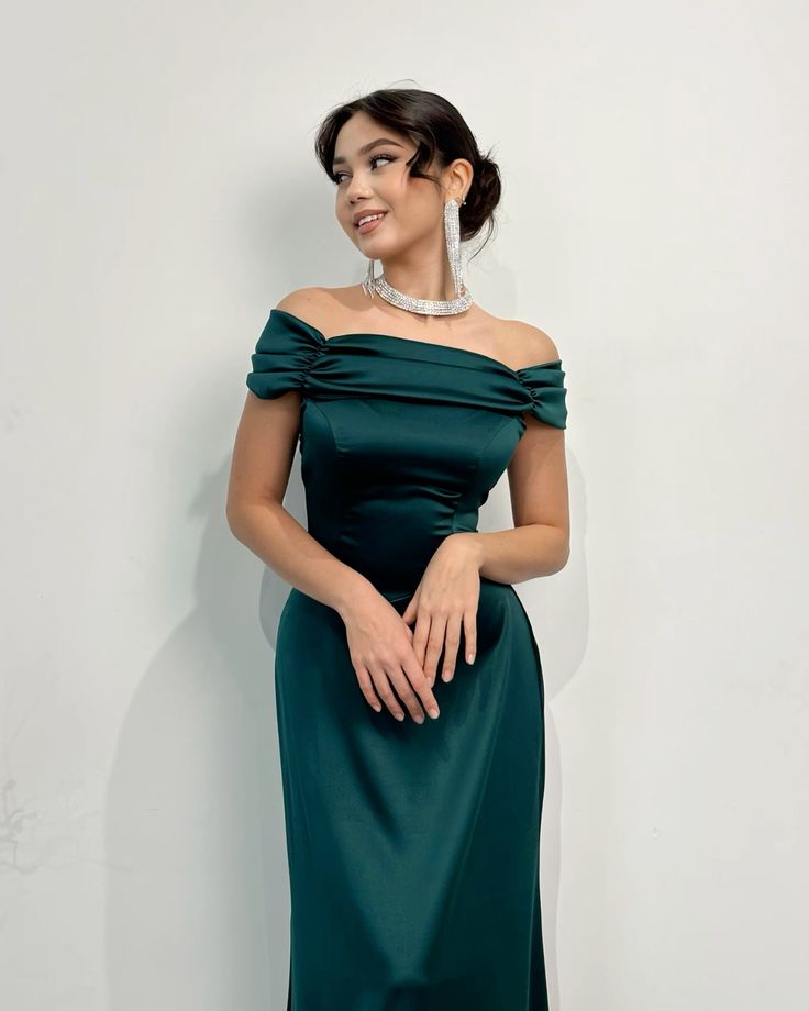 Pretty Brown Mermaid Off the Shoulder Satin Prom Dress Evening Dress Date Dress SH3981
