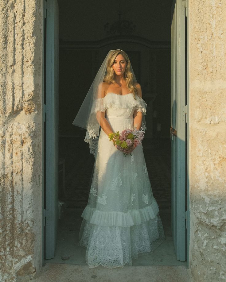 Romantic A Line Off the Shoulder White Lace Long Wedding Dress SH7263