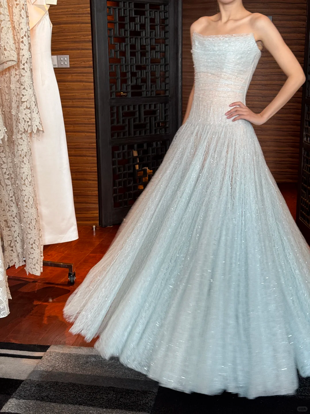 Romantic Blue A Line Strapless Sequin Tulle Long Prom Dress Gown Dress SH3582