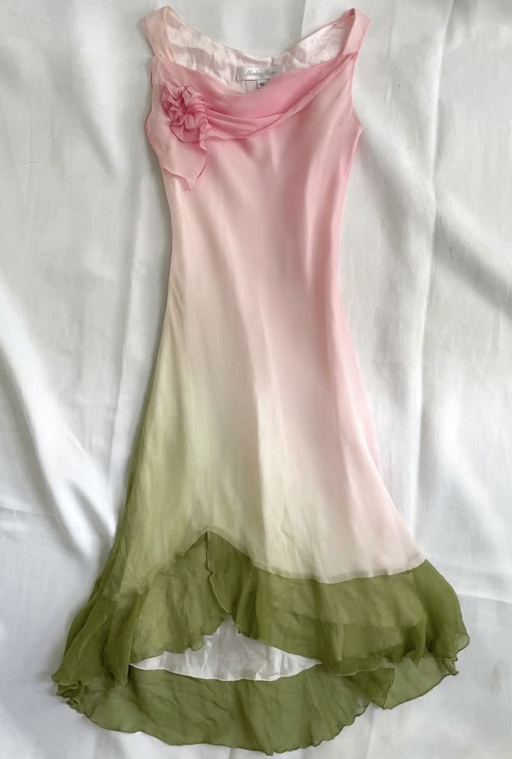 Vintage Pink Green Ombre A Line Summer Chiffon Short Homecoming Dress Outfits SH5726