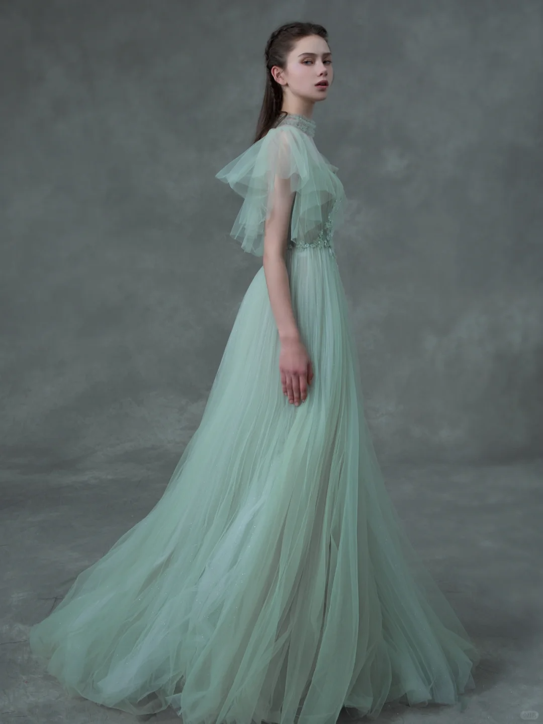 Green Ball Gown Appliques Flowy Tulle Party Dress Prom Dress Formal Gown SH4310