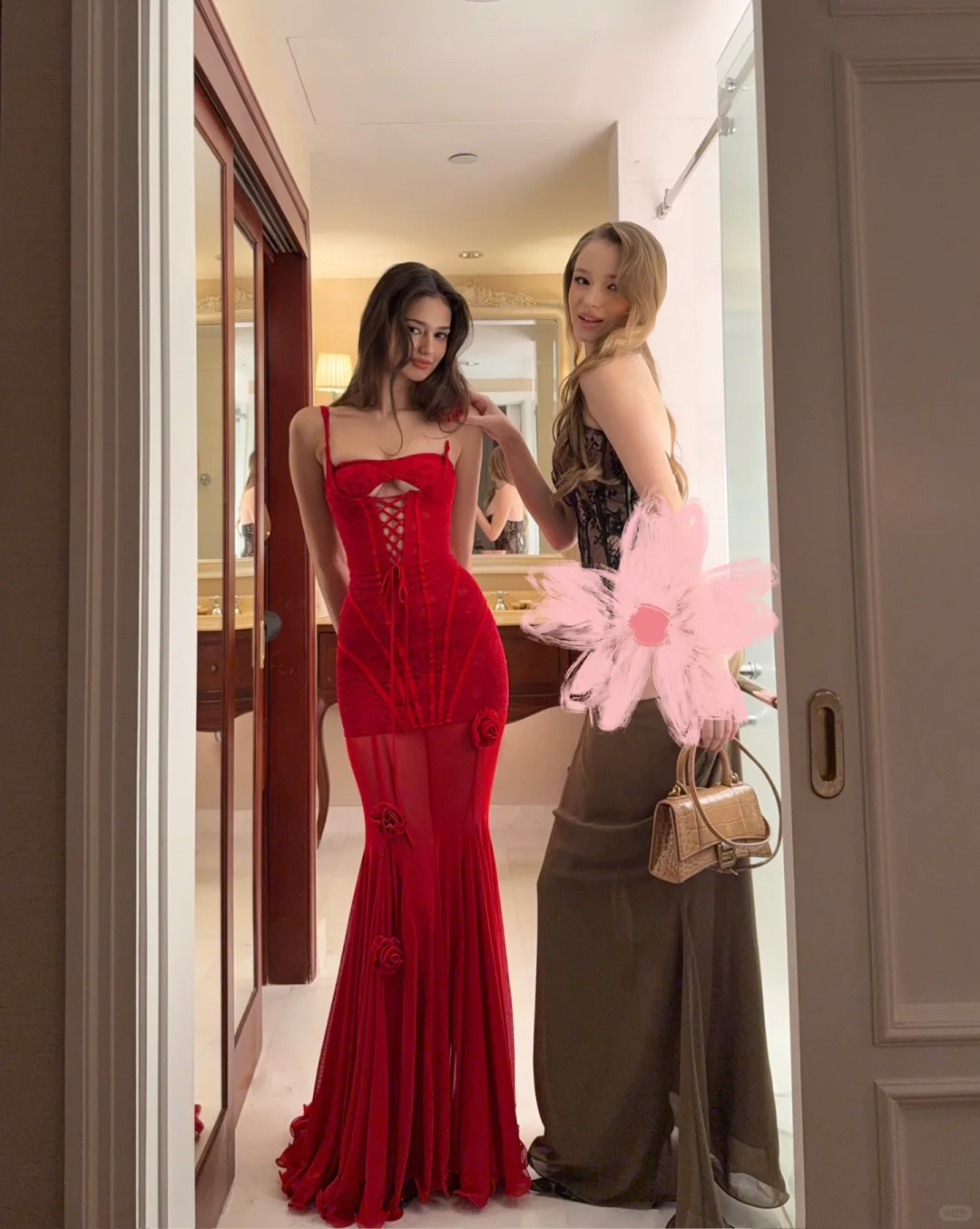 Sexy Mermaid Spaghetti Strap Flower Tulle Party Dress Evening Dress SH3353