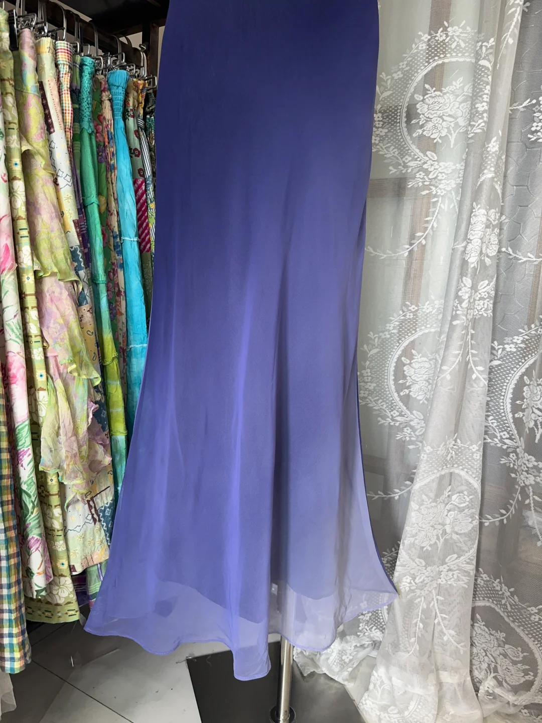 Elegant Vintage Mermaid Straps Purple Ombre Chiffon Graduation Prom Dress SH5369