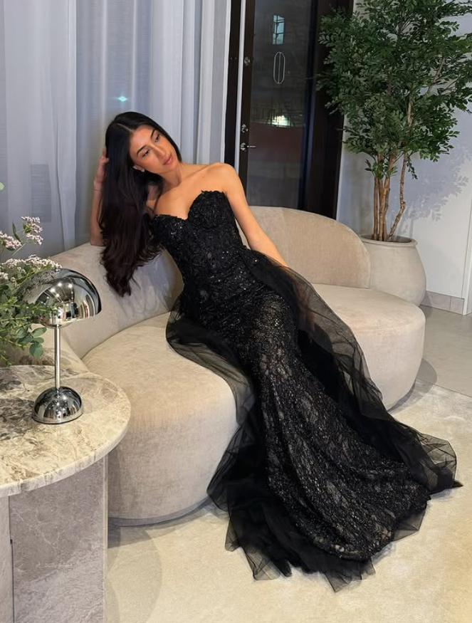 Sexy Red Mermaid Sweetheart Neck Sequin Tulle Long Prom Dress Party Evening Dress SH5707