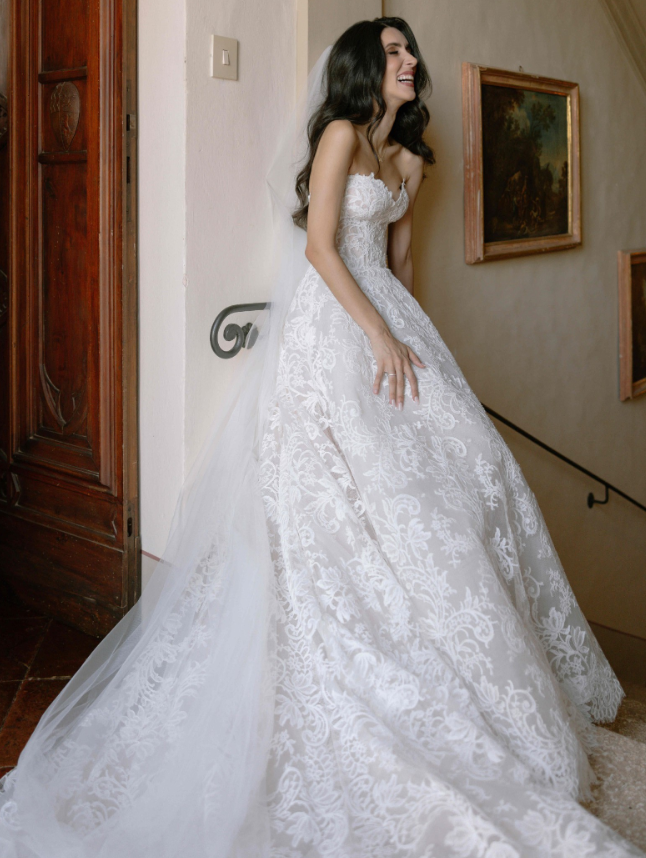 Elegant A Line Sweetheart Neck Lace Tulle Long Sweep Wedding Dress SH2 shinydress Elegant A Line Sweetheart Neck Lace Tulle Long Sweep Wedding Dress SH2 shinydress