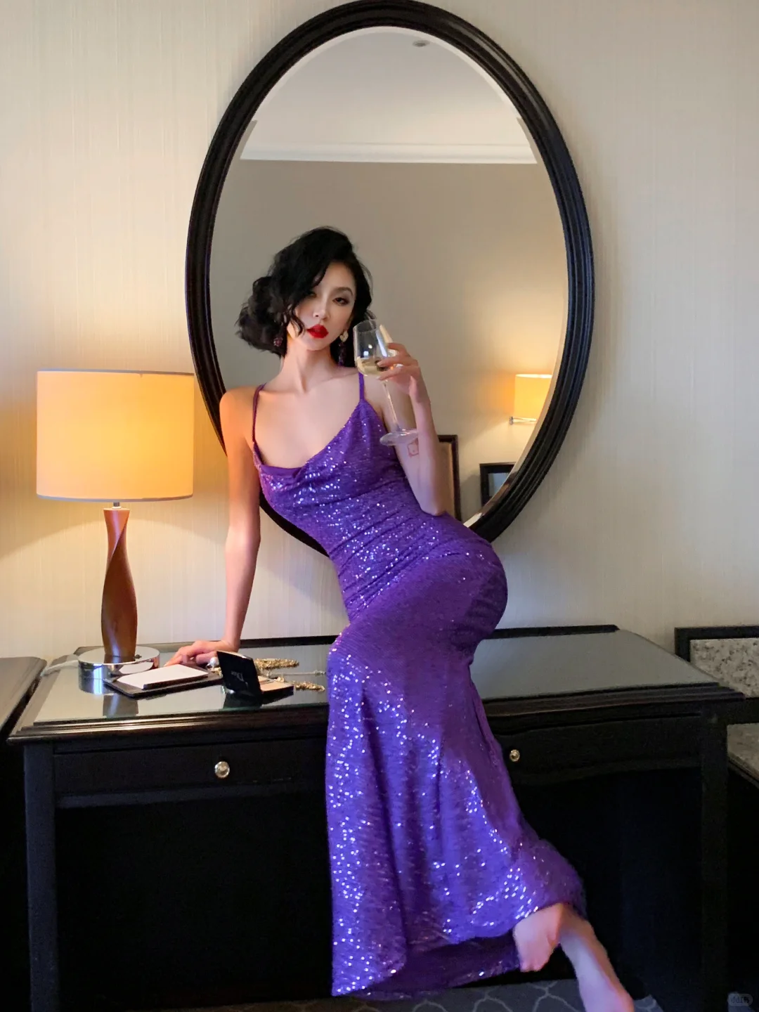 Sexy Shiny Purple Mermaid Straps Sequin Long Prom Dress Vacation Dress SH4318