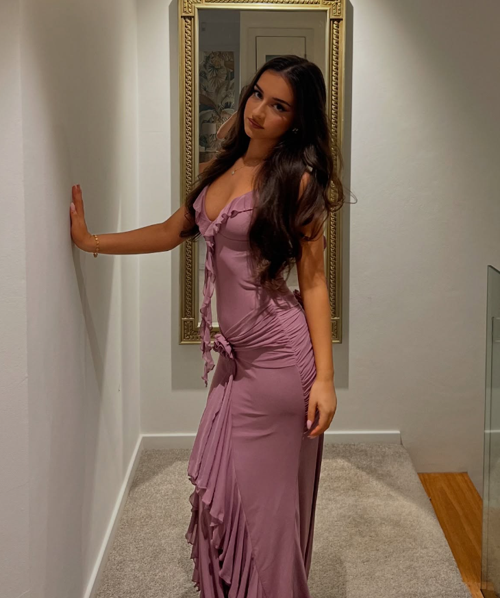 Sexy Grape Purple Sheath Straps Chiffon Open Back Prom Dress Party Dress SH3978
