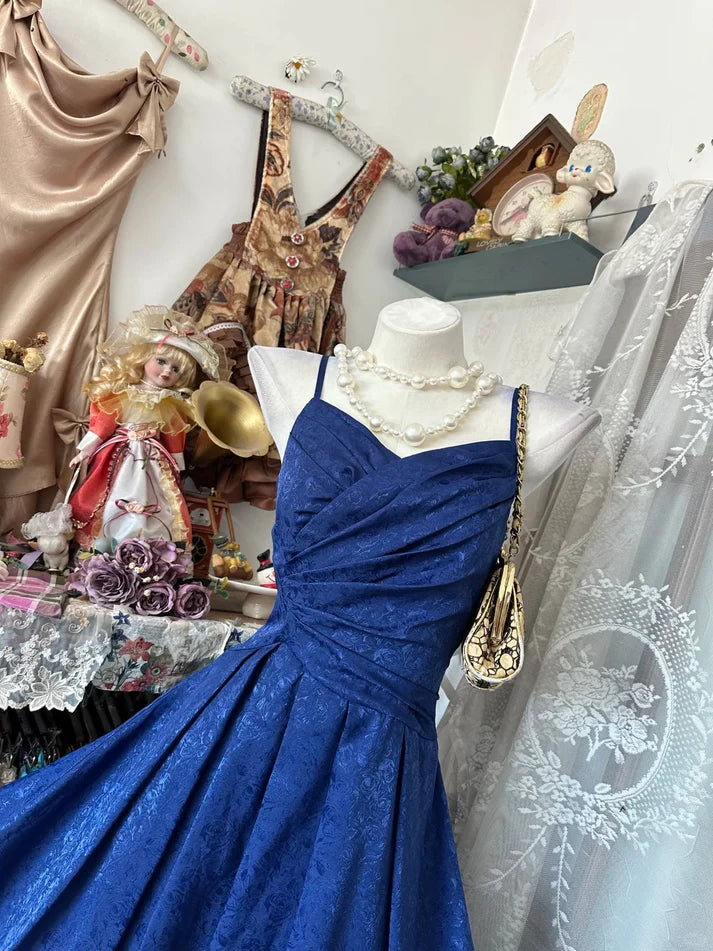 Vintage Ball Gown Spaghetti Strap Royal Blue Lace Short Cocktail Homecoming Dresses Ideas Hoco Outfits SH6418