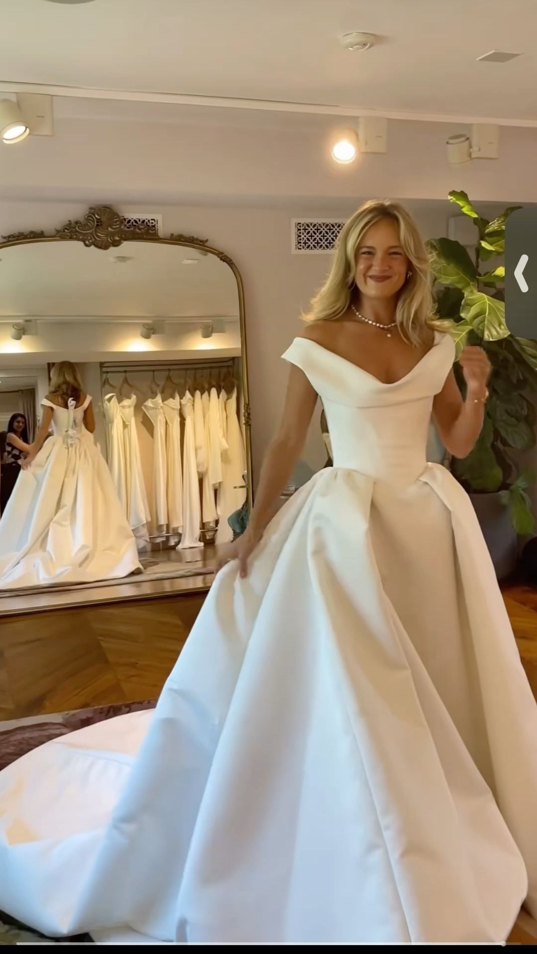 Elegant A Line Off the Shoulder White Satin Long Train Wedding Dress SH8696