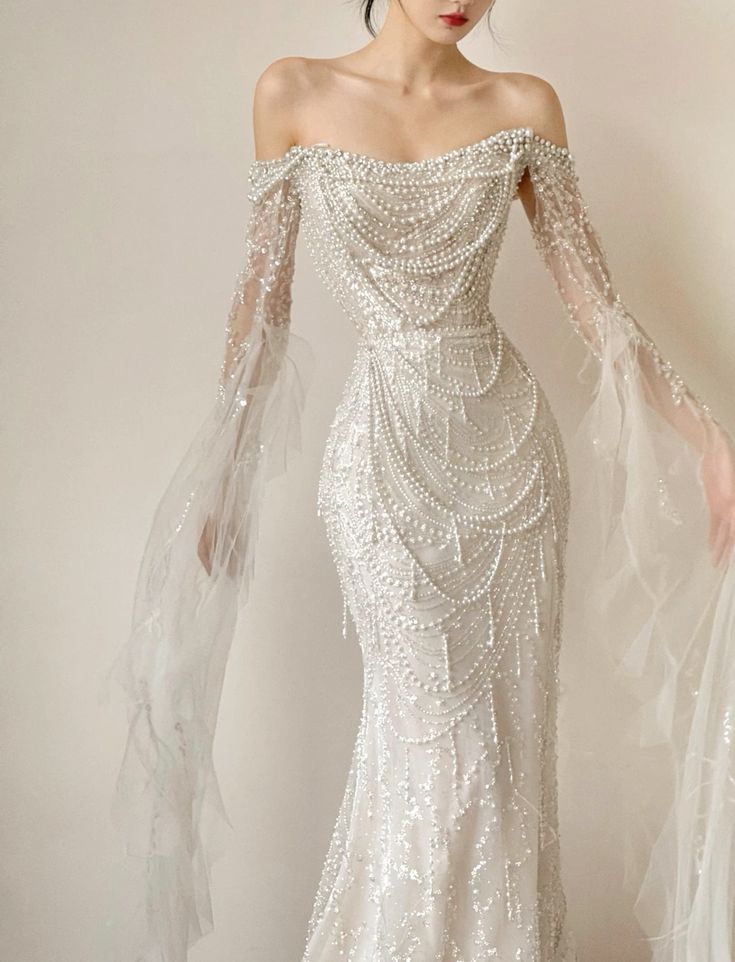 long sleeve sequin tulle dress Sequin Bodice Tulle Dress: Long Sleeve Bridal Gown