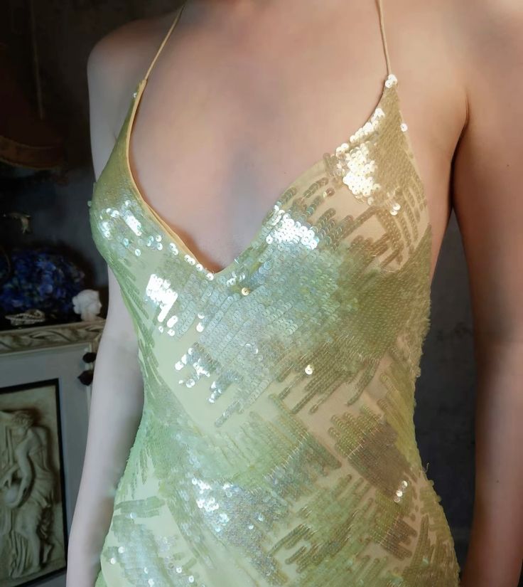 Gentle Green Mermaid Spaghetti Strap Sequin Chiffon Prom Dress Evening Dress SH2670
