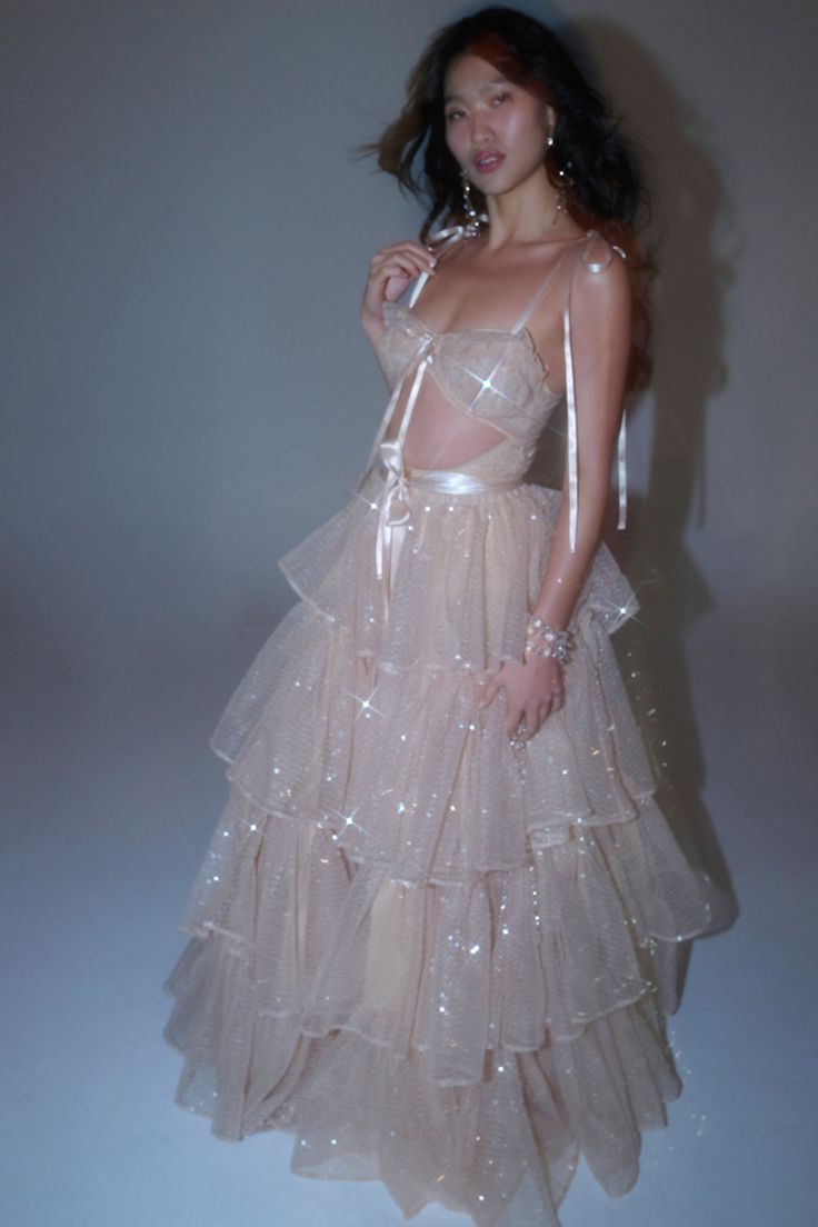 Pretty Pink A Line Spaghetti Straps Sequin Tulle Prom Dress Wedding Guest Dress with Slit SH4294
