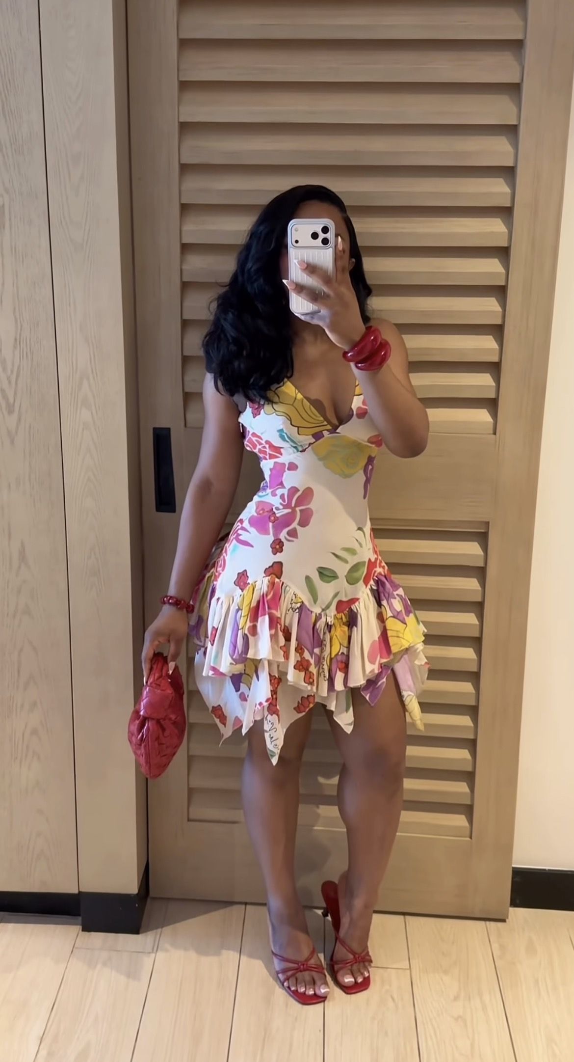 Colorful A Line V Neck Print Floral Chiffon Short Homecoming Dress Outfits SH5741