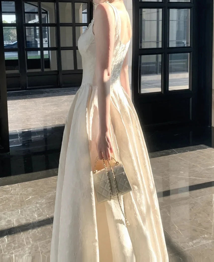 Elegant Prom Dress Square Neck Pleated Crystal Gala Gown Shcool Cocktail Outfits Evening Dresses SH8984