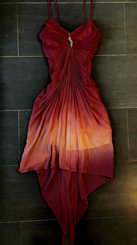 Orange Ombre A Line Spaghetti Strap Chiffon Homecoming Dress Cocktail Dress Outfits SH3565
