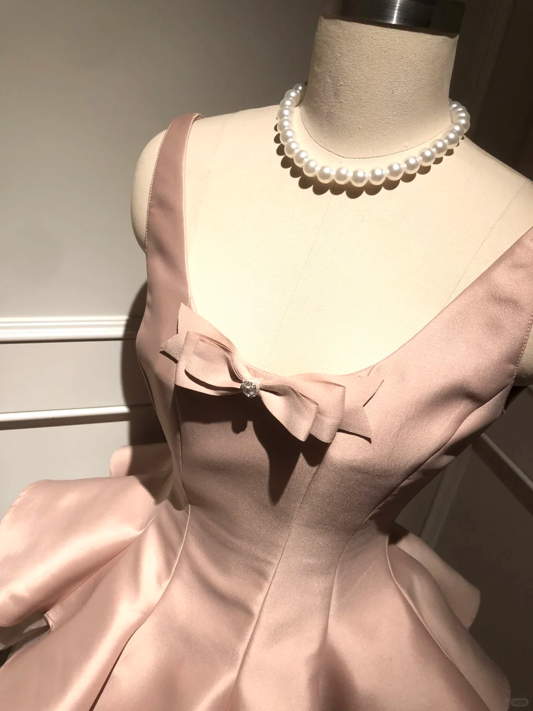 Cute A Line Strap Bow Light Pink Tulle Satin Short Homecoming Dress Cocktail Dress SH3088