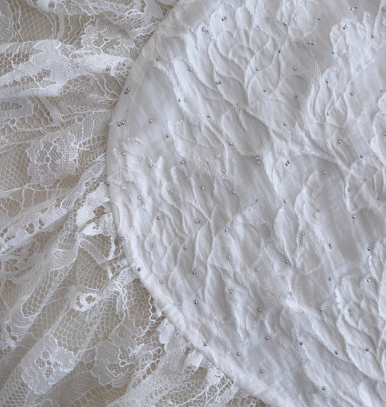 Cute A Line Spaghetti Strap Tiered Pearl White Lace Party Dress Evening Dress SH2818